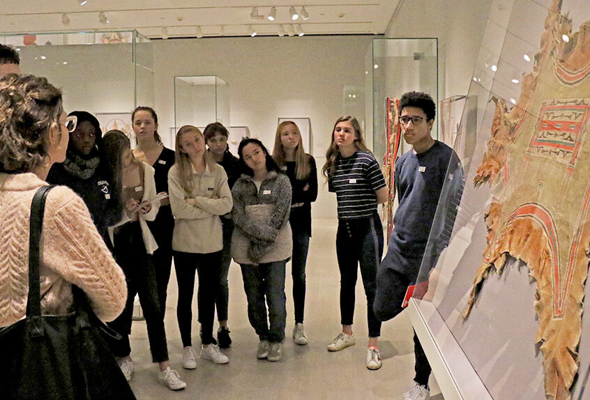 US AP History at MET for Art of Native American exhibit students observe art