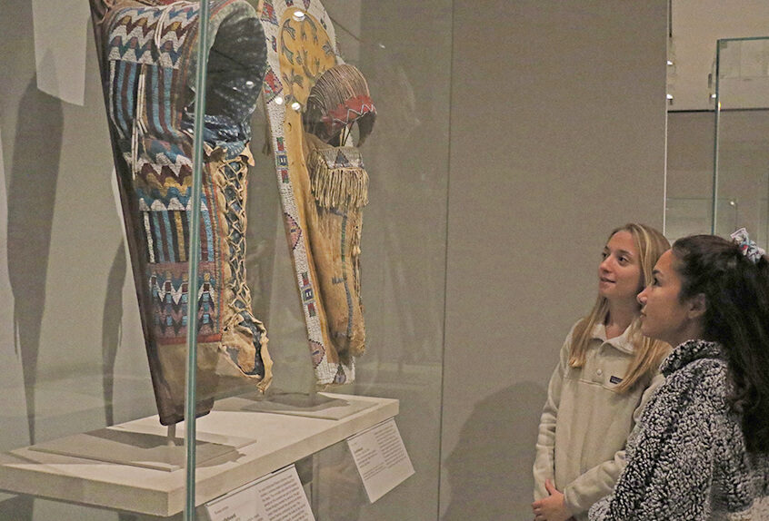 US AP History at MET for Art of Native American exhibit students look at art