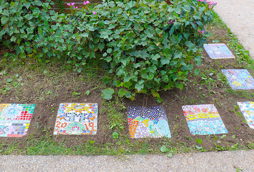 Adina Scherer’s Grade 5MR students mosaic garden tiles