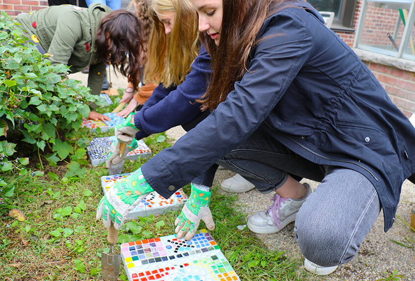 Adina Scherer’s Grade 5MR students mosaic garden tiles