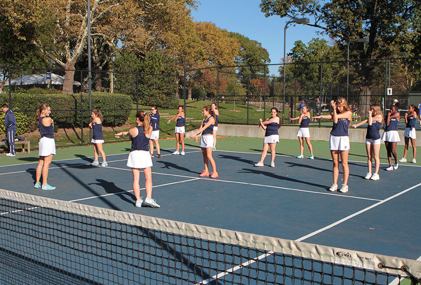 Tennis players on tennis court