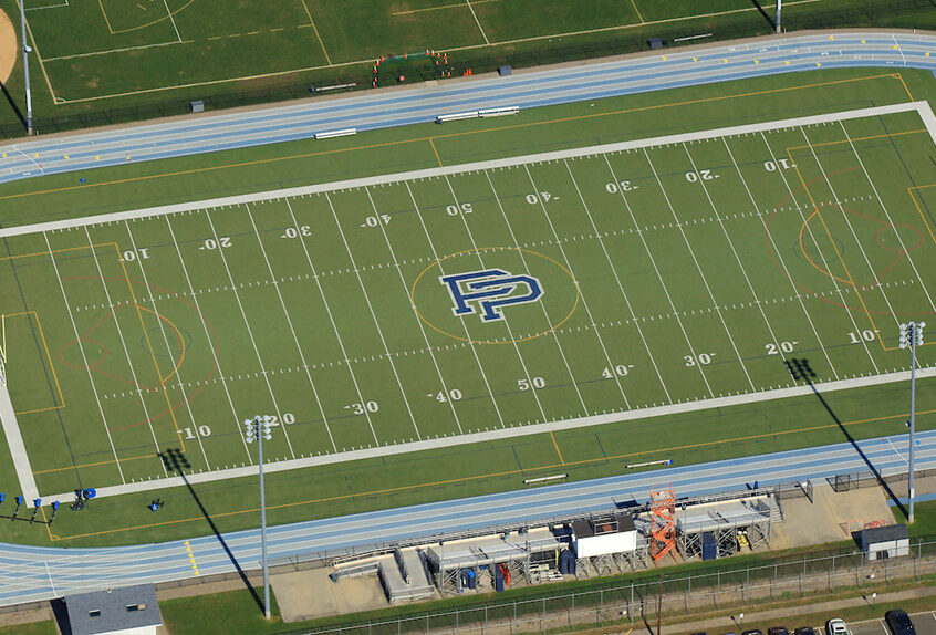 Aerial view of the Poly Prep Dyker Heights Football field