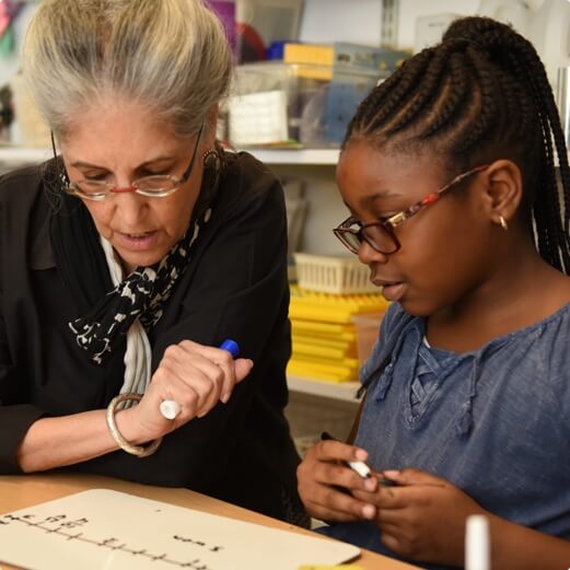 Teacher and student studying