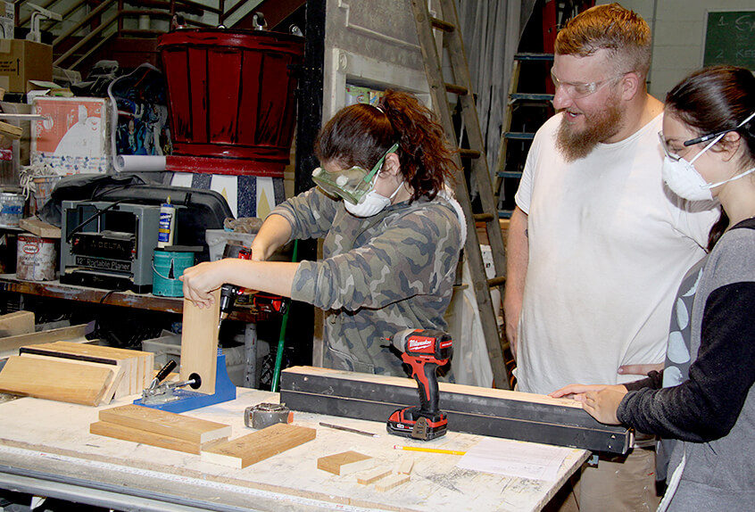 Students learn how to build theatrical sets
