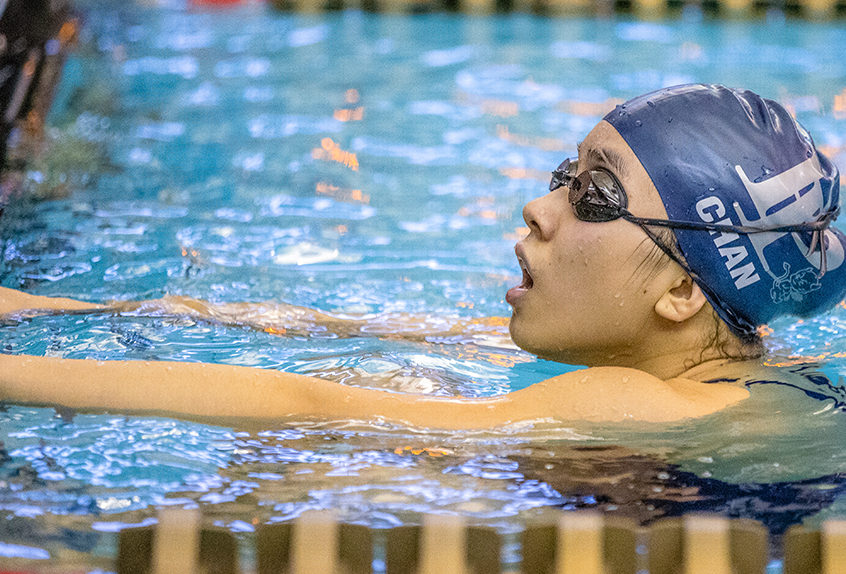 Girl swimmer in the pool