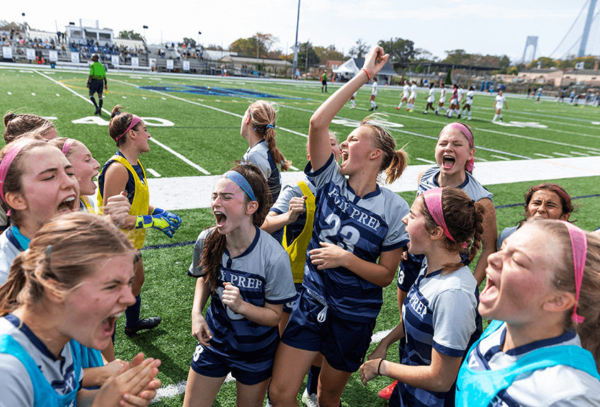 Girls Soccer Team cheering