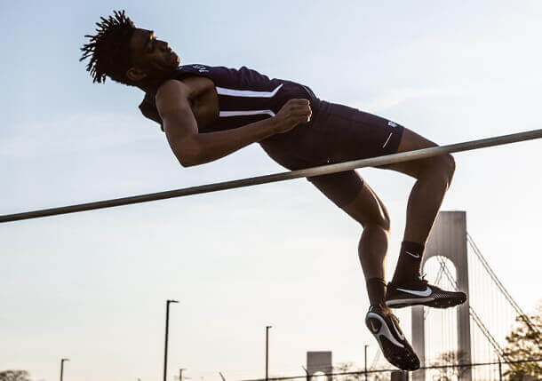 Poly Prep athlete practicing the high-jump