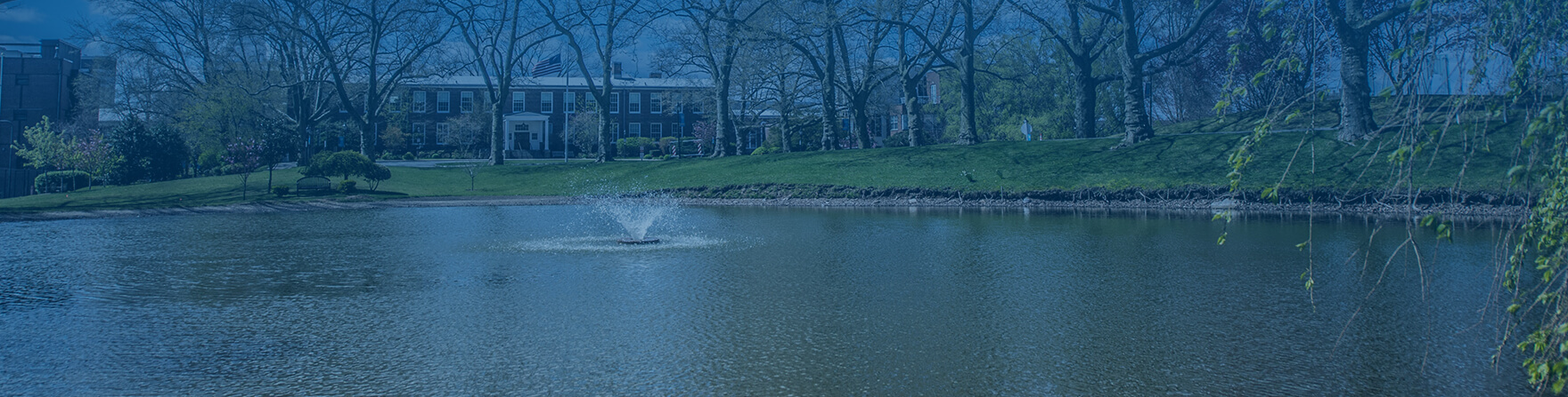 Poly Endowment header pond with school in background