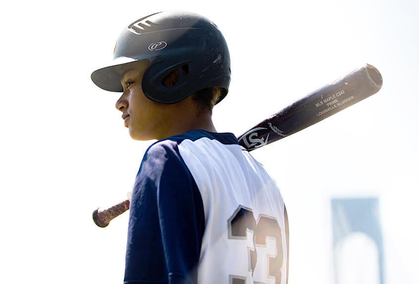 Channing Austin baseball profile with bridge in background