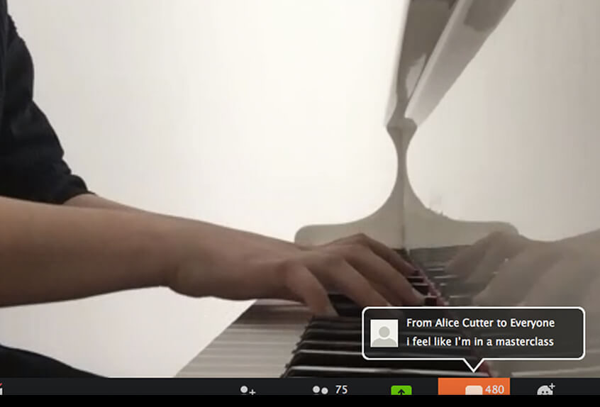 Virtual coffee house community talent piano