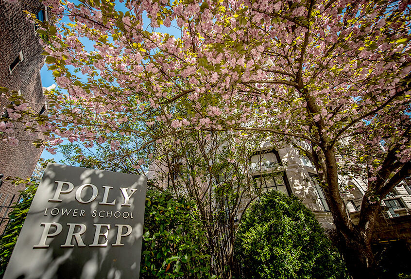 Poly Prep lower school outside sign in spring