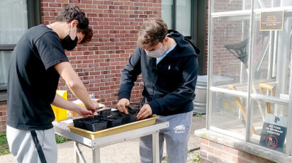 Upper School science Urban Food Systems soil lab outdoors