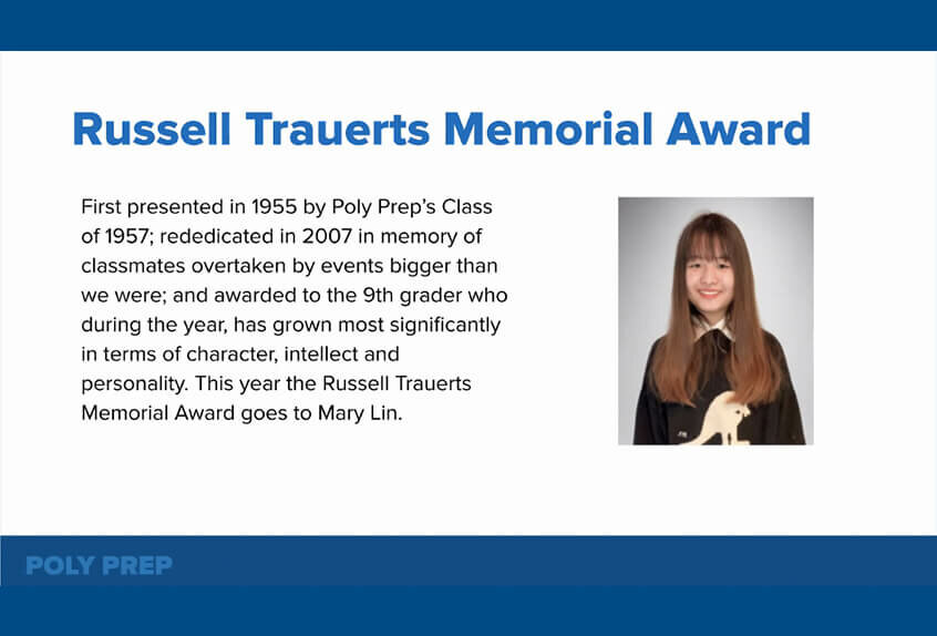 Russell Trauerts Memorial Award to Mary Lin '24