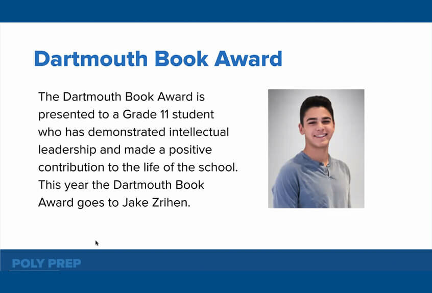 Dartmouth Book Award to Jake Zrihen ’22