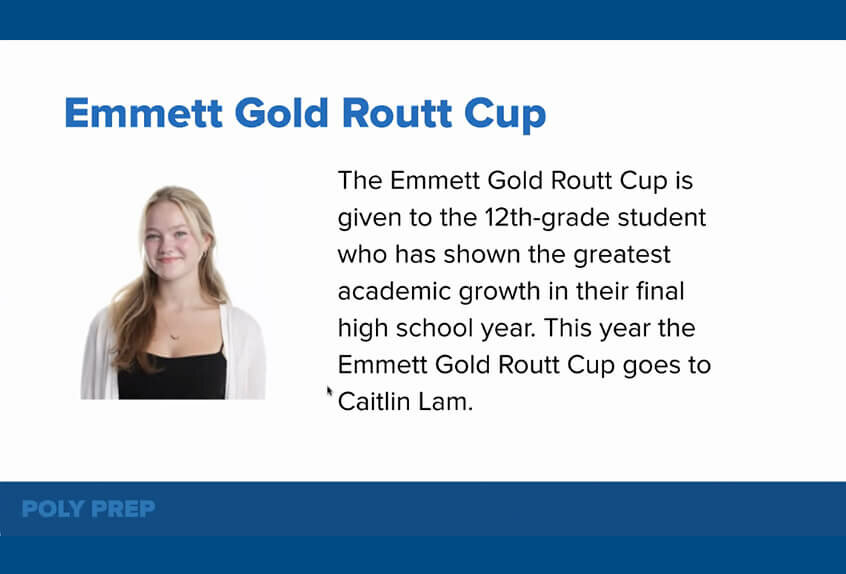 Emmett Gold Routt Cup to Caitlin Lam ’21