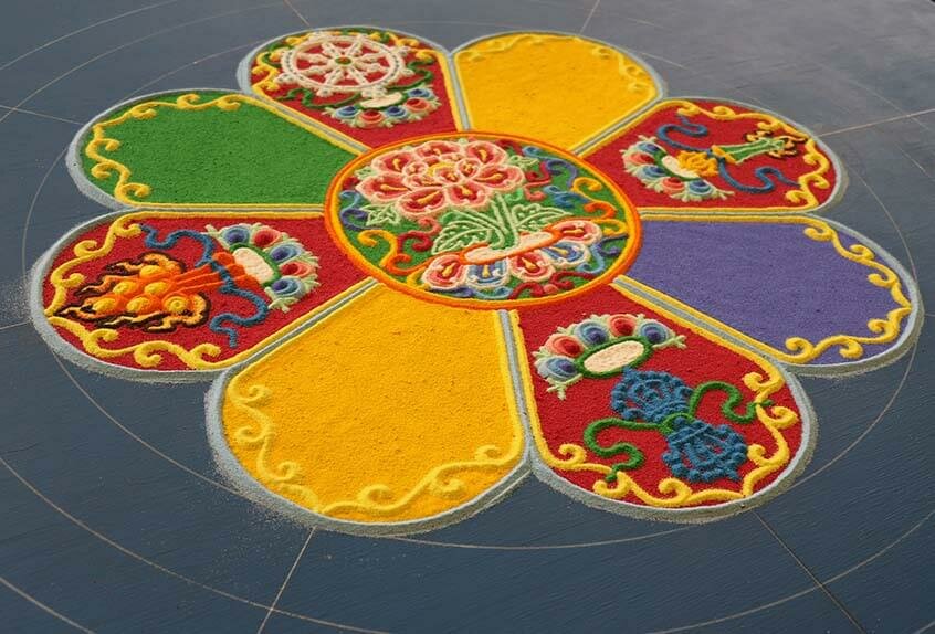 Lama Tenzin mandala in progress