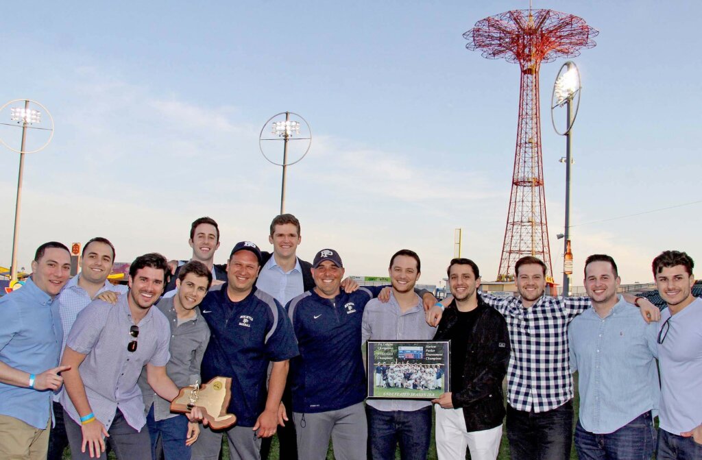 Matt Roventini with the 2007 undefeated team at a 2017 reunion at Coney Island