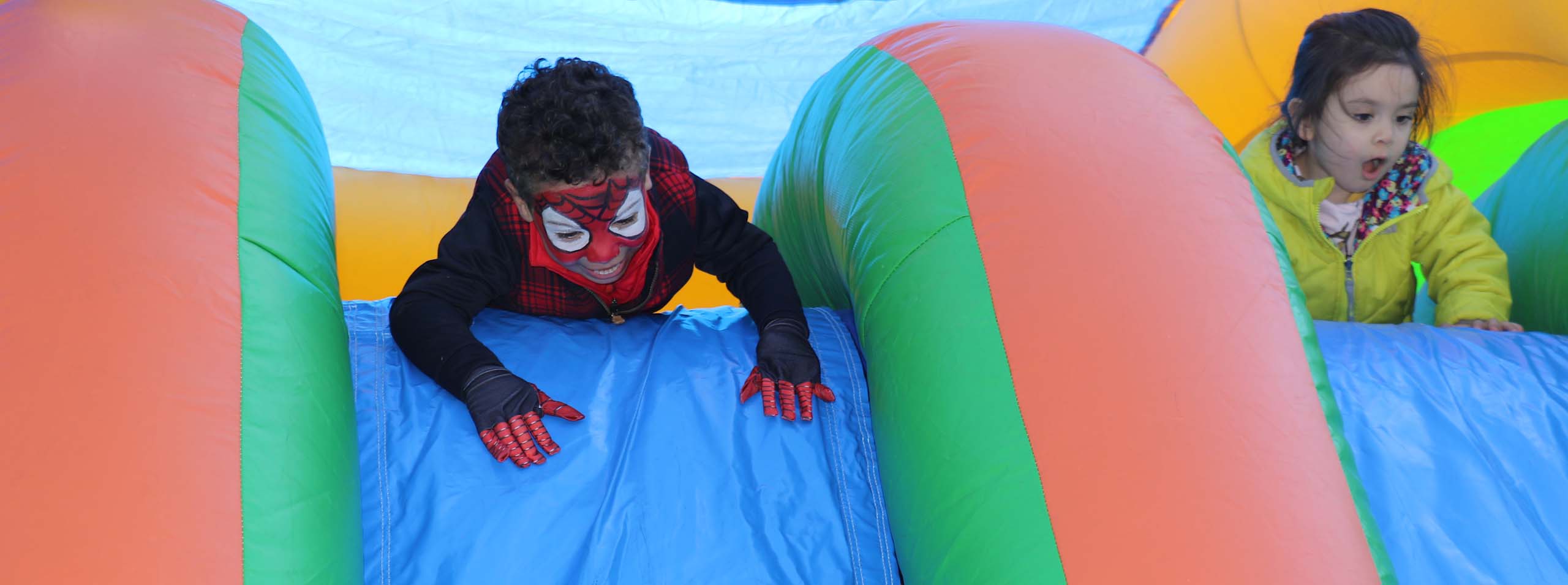 Bouncy Slide with spiderman costume