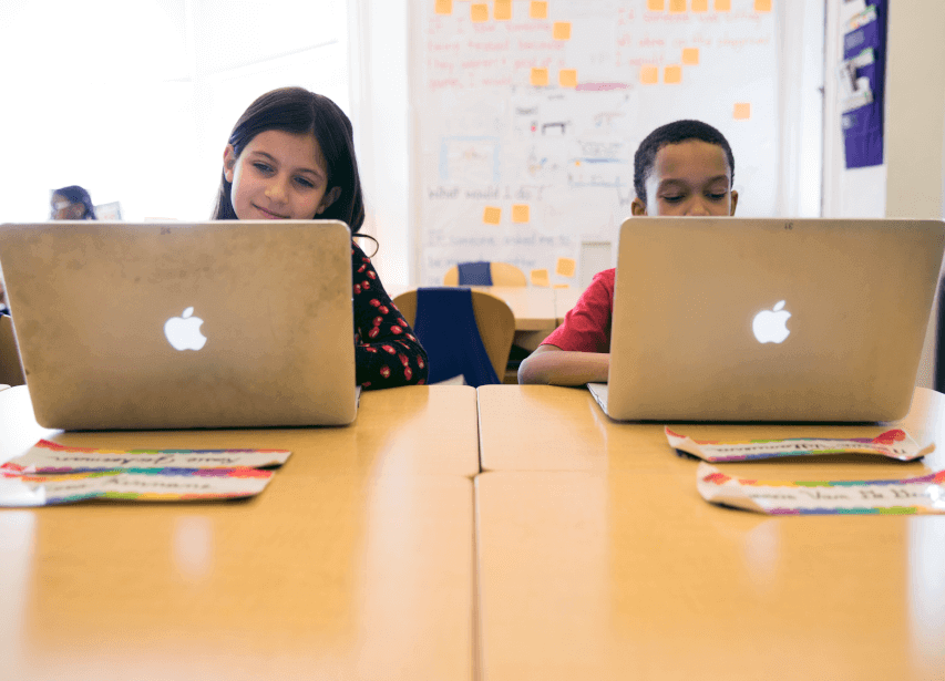 Lower School students at computers