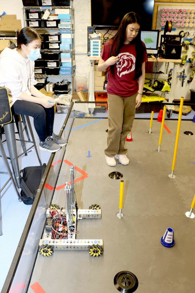 Robot on track in Maker Space