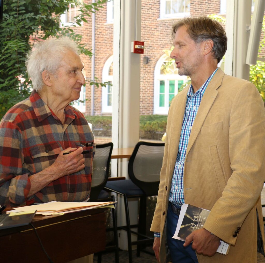 Joseph McElroy ’47 with Audrius Barzdukas