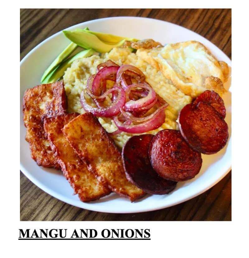Mangu and Onions from Poly's Art & Social Change community cookbook