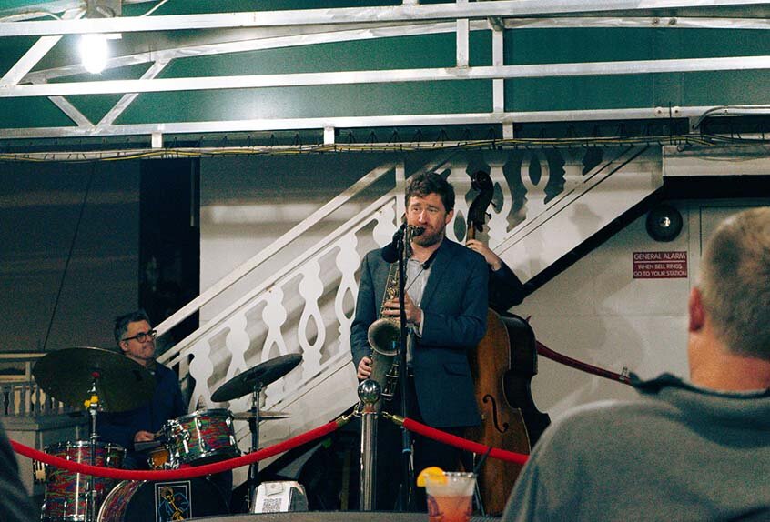 Sax player on riverboat cruise NOLA