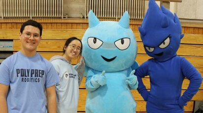 Afternoon of Tech students with Blue Devil mascots