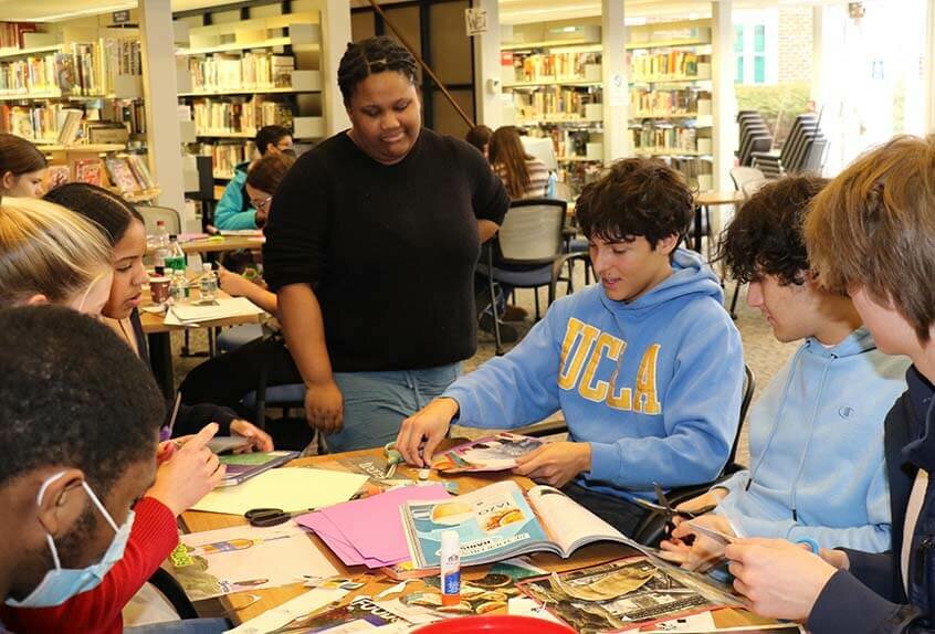 Students work on mood board project during visit by Camryn Garrett