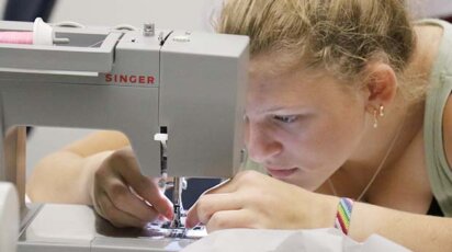costume design sewing machine close up