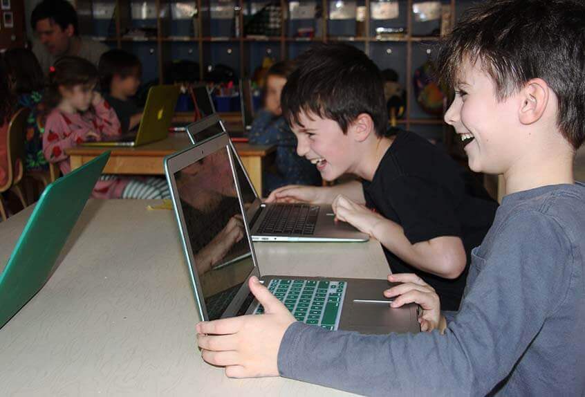 Lower School After School coding - Boys laughing