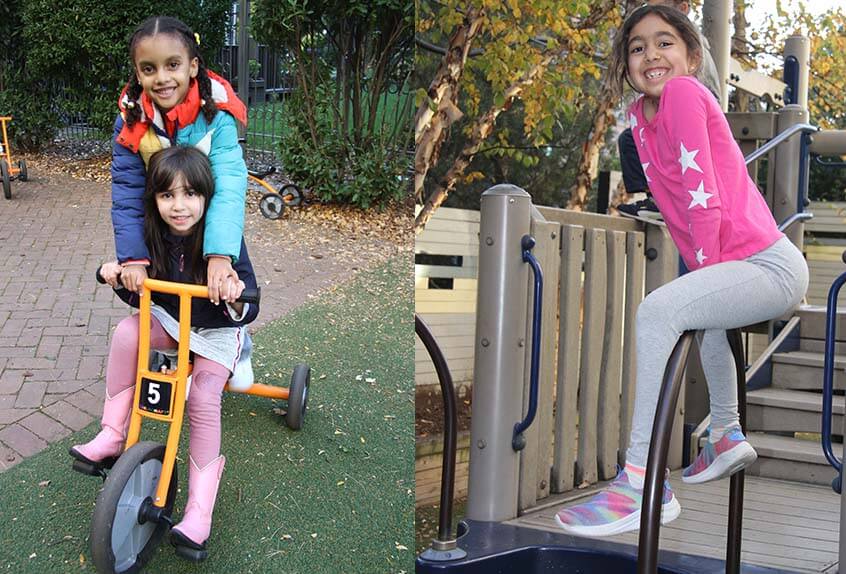 Lower School After School play - children on bike and bar