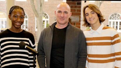 Matt Rosenberg with students Brianna Sylvain ’27 and Lucas Basham ’24