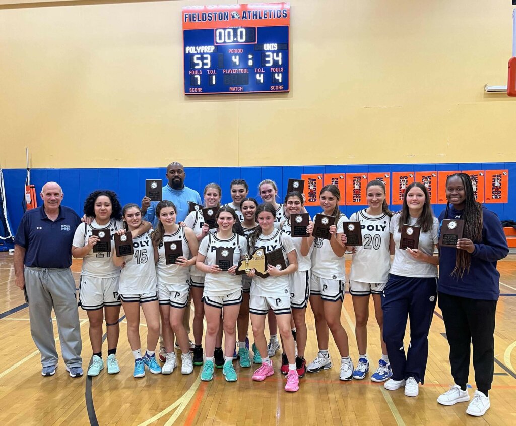 Poly Prep Blue Devils Varsity Girls' Basketball team defeated UNIS and captured the 2024 NYASIS Class C State Championship title.
