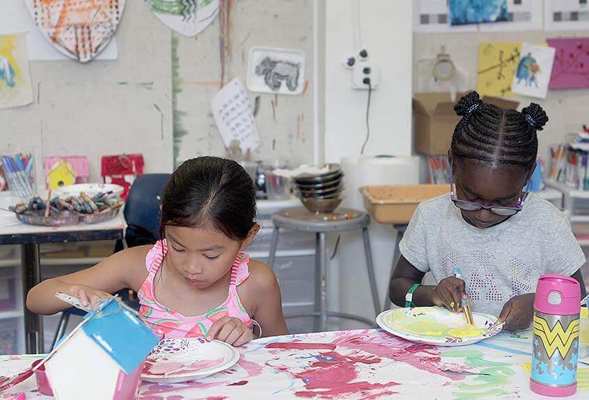kids doing arts and crafts at Poly Summer day camp