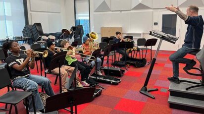 Music class in new Arts Center