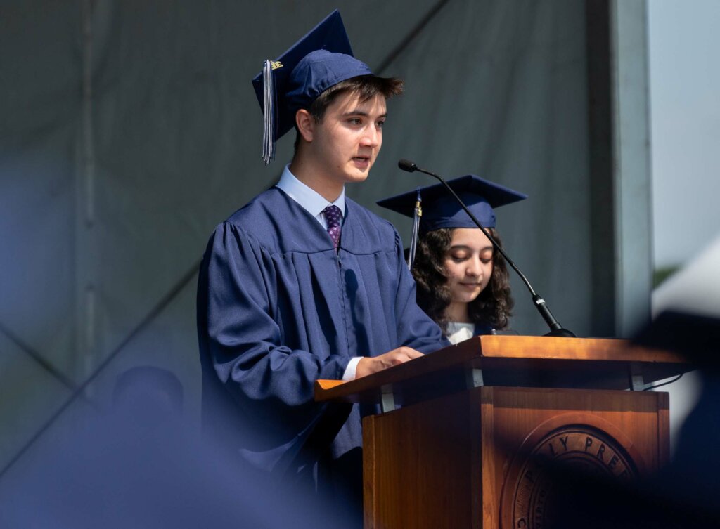 William Ling-Regan '24 speaking at Commencement