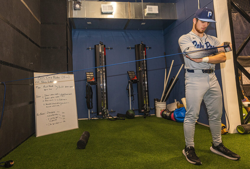 Baseball practice in Hindy Center