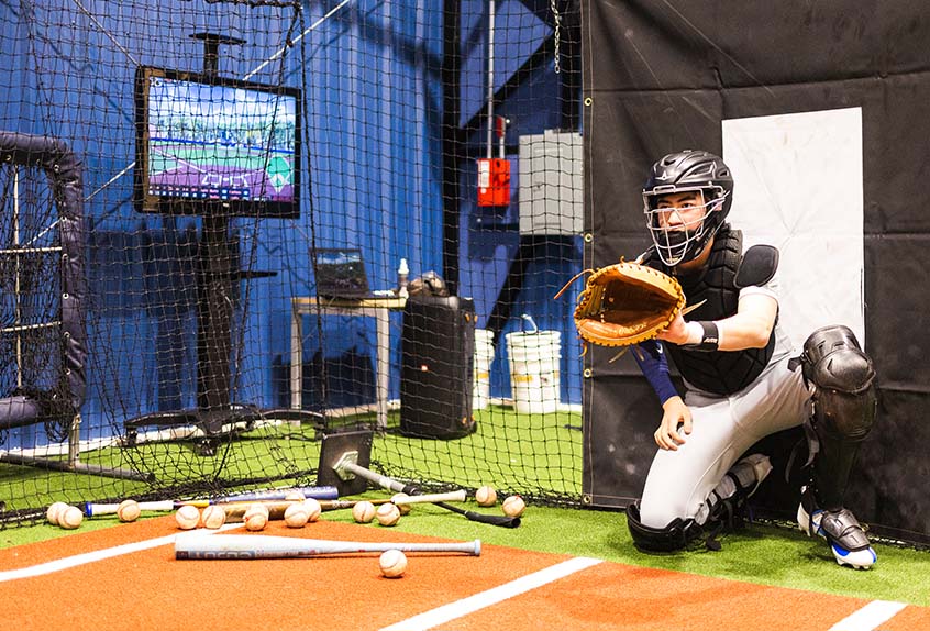 Baseball practice in Hindy Center