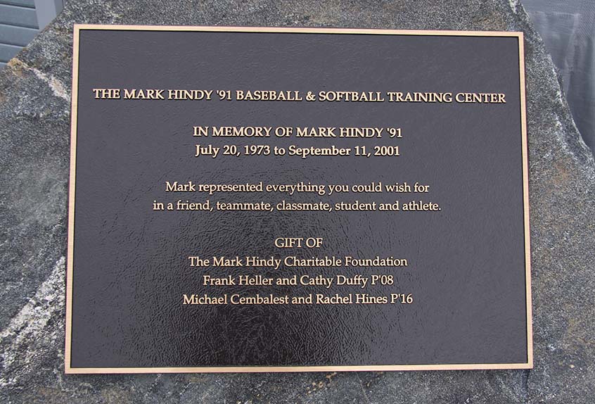 Mark Hindy '91 memorial plaque