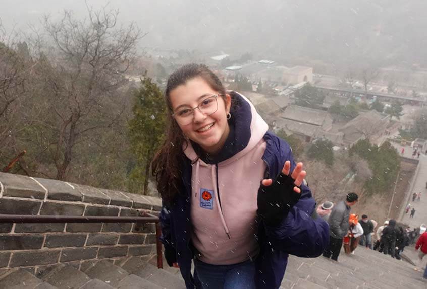 Ally Di Pietra '27 on the Great Wall of China.