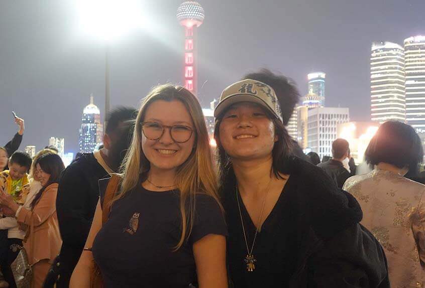 Sasha Londoner '27 and Zoe Kim '27 in the Bond in Shanghai.