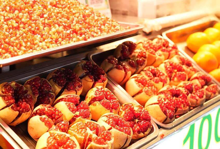 Fruit stand in night market in Xi'an, China.