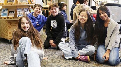 Middle School students in the library Day Zero